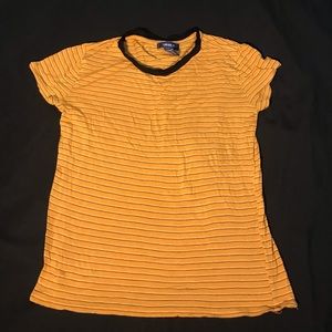 Fitted Forever 21 Yellow and Black striped top